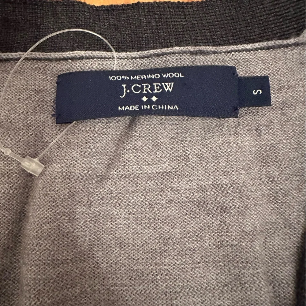 J.Crew Men's Cardigan Sweater Gray  Knit 100% Merino Wool Long Sleeve Small (#1)